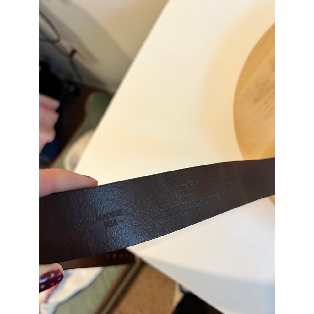 Brown Golden Anchor Buckle Vineyard Vines USA Made Genuine Leather Size M - Picture 6 of 14